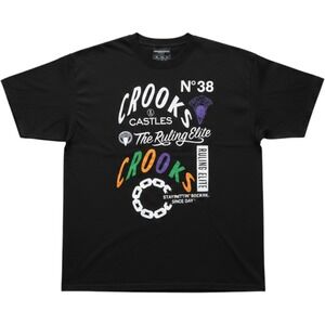Crooks & Castles Mens XL Black Graphic T-Shirt The Ruling Elite Short Sleeve Tee